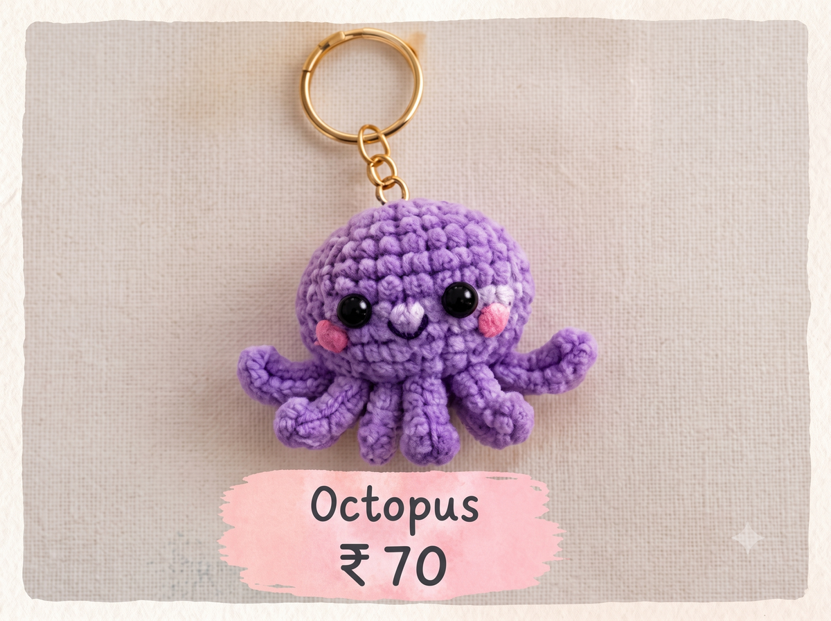 Handcrafted Crochet Octopus Keychain