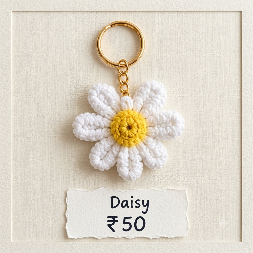 Handmade Daisy Keychain
