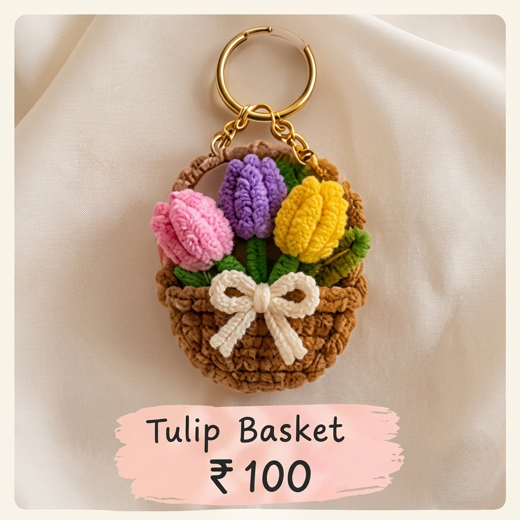 Handmade Tulip Basket Keychain