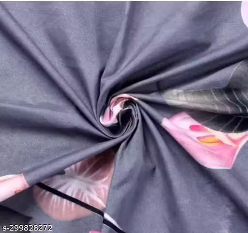 Glace Cotton Bedsheet for Double Bed with Pillow Covers | Soft Floral Flat Bed Sheet Set for Bedroom