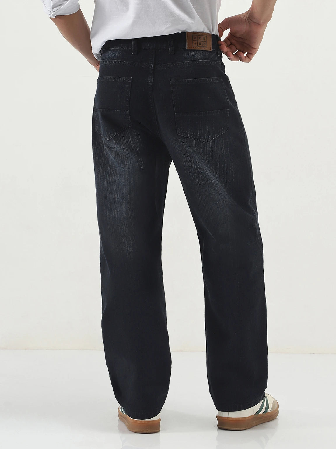 Urbano Fashion Men Loose Fit Mid Rise Light Blue Jeans | 100% Cotton Denim Mid-(FK)