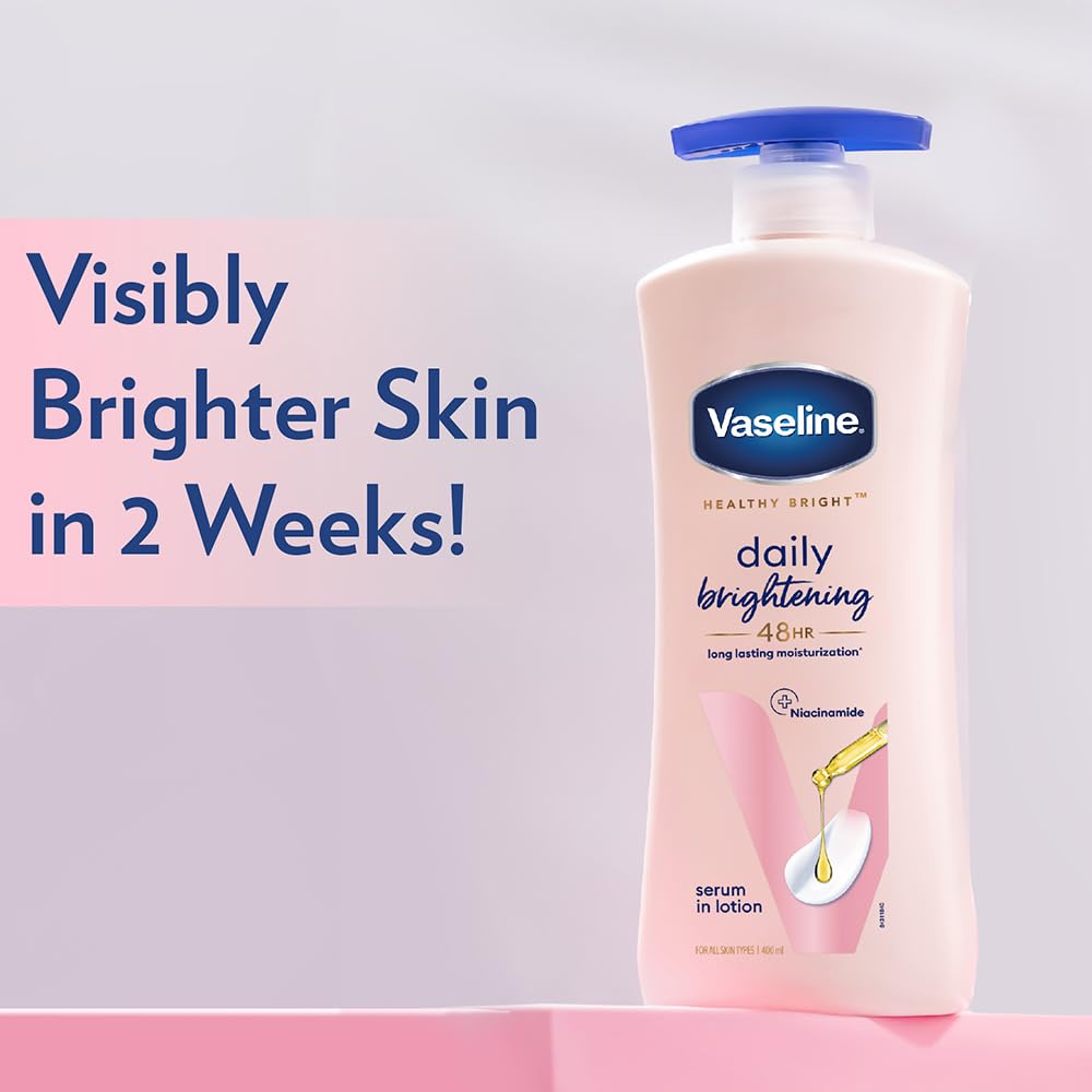 Vaseline Daily Brightening Body Lotion For Healthy & Glowing Skin with Niacinamide 400ml (Pack of 1)