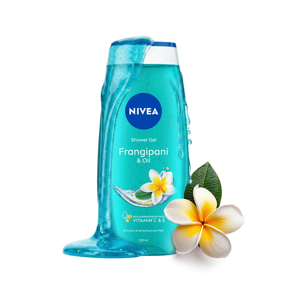 NIVEA Frangipani & Oil 250ml Body Wash| Shower Gel with Care Oil Pearls| Refreshing Scent of Frangipani Flower|Clean, Healthy & Moisturized Skin