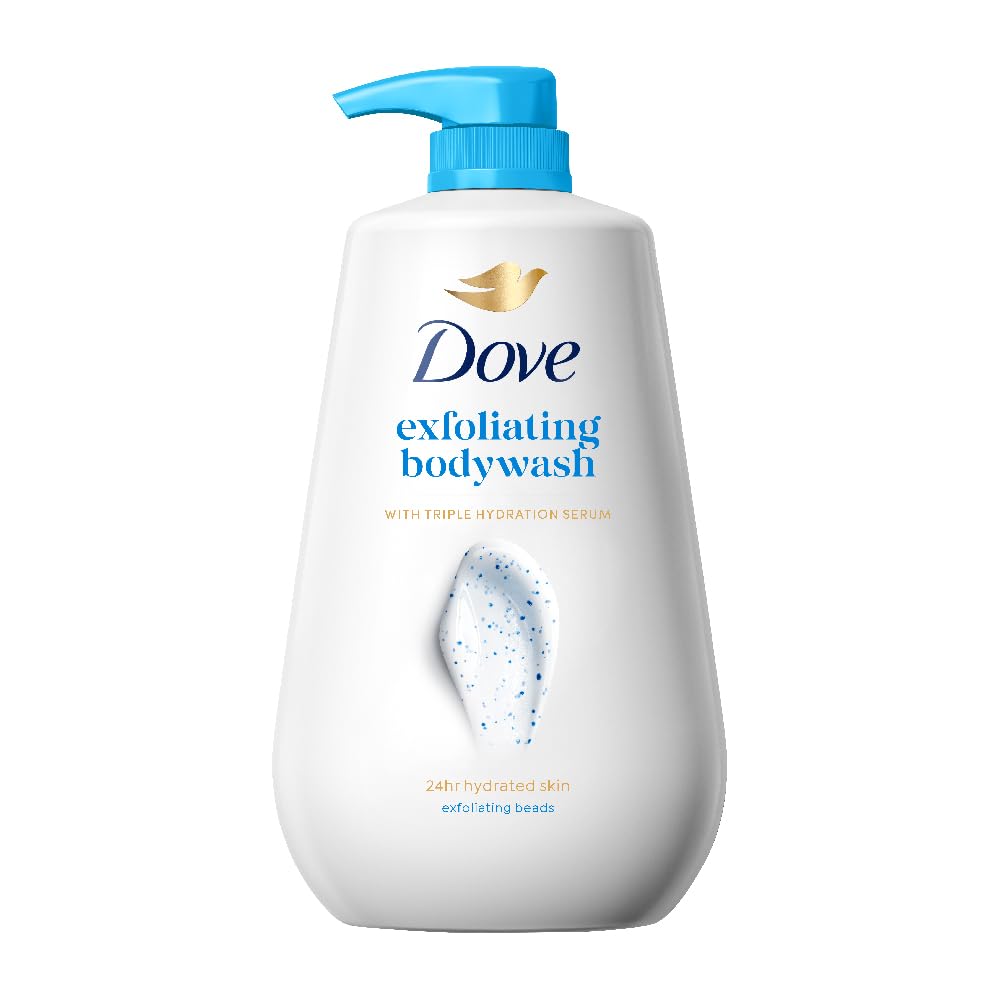 DOVE Exfoliating Bodywash, 825ml, for Smooth Radiant Skin, with Triple Hydration Serum & Glycerine, Dermatologically Tested, Paraben & Sulphate-Free, for Men and Women