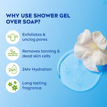 NIVEA Frangipani & Oil 250ml Body Wash| Shower Gel with Care Oil Pearls| Refreshing Scent of Frangipani Flower|Clean, Healthy & Moisturized Skin