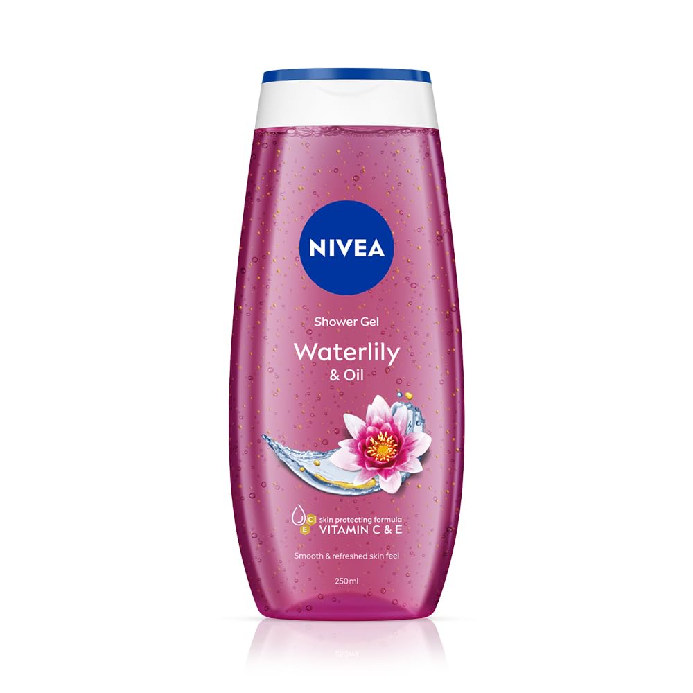 NIVEA Waterlily & Oil 250ml Body Wash| Shower Gel with Care Oil Pearls| Refreshing Scent of Waterlily Flower|Clean, Healthy & Moisturized Skin