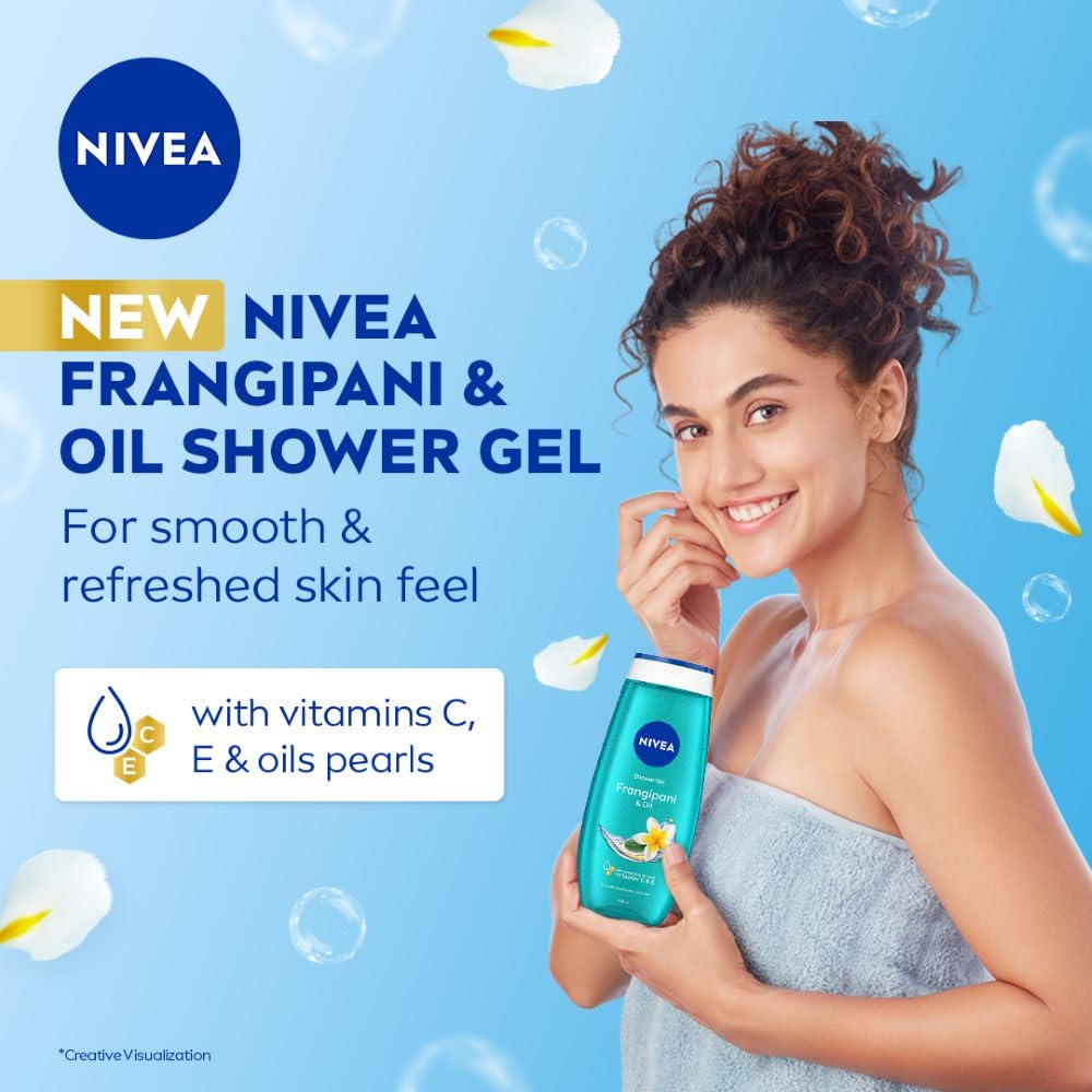 NIVEA Frangipani & Oil 250ml Body Wash| Shower Gel with Care Oil Pearls| Refreshing Scent of Frangipani Flower|Clean, Healthy & Moisturized Skin