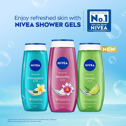 NIVEA Waterlily & Oil 250ml Body Wash| Shower Gel with Care Oil Pearls| Refreshing Scent of Waterlily Flower|Clean, Healthy & Moisturized Skin