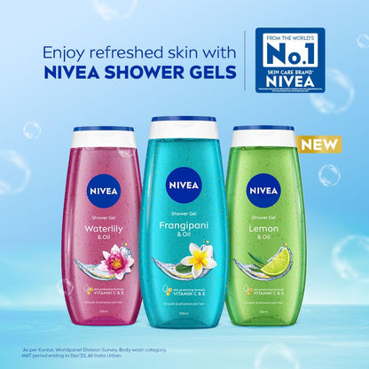 NIVEA Frangipani & Oil 250ml Body Wash| Shower Gel with Care Oil Pearls| Refreshing Scent of Frangipani Flower|Clean, Healthy & Moisturized Skin