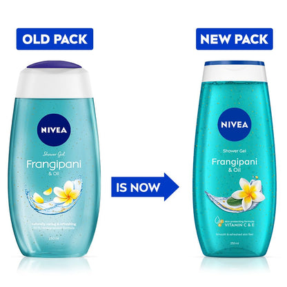 NIVEA Frangipani & Oil 250ml Body Wash| Shower Gel with Care Oil Pearls| Refreshing Scent of Frangipani Flower|Clean, Healthy & Moisturized Skin