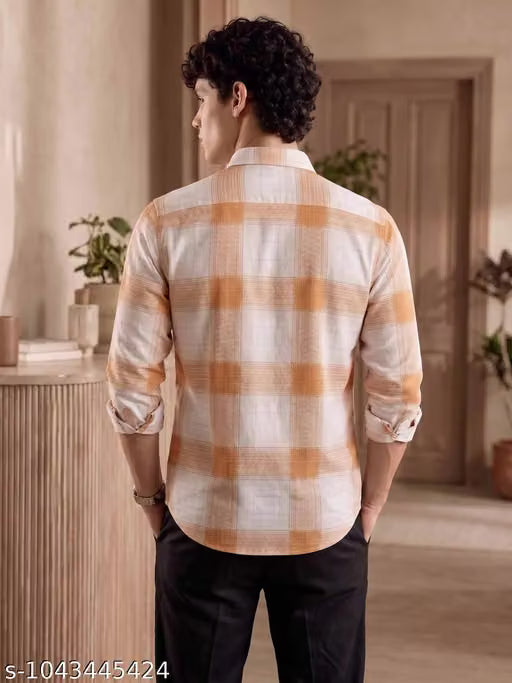 Trendy Men’s Full Sleeve Checked Shirt – Cotton Blend Regular Fit