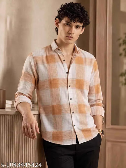 Trendy Men’s Full Sleeve Checked Shirt – Cotton Blend Regular Fit
