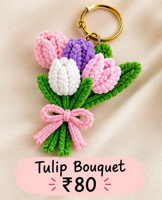 Handmade Tulip Bouquet Keychain