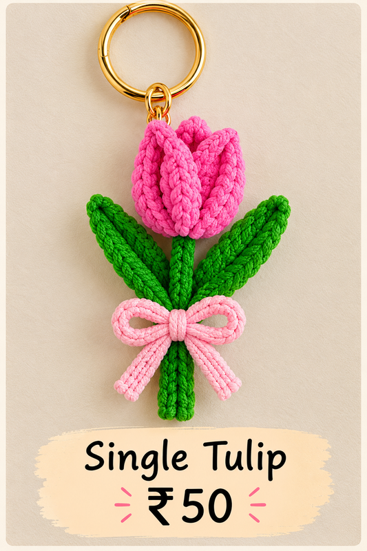 Handmade Single Tulip Keychain