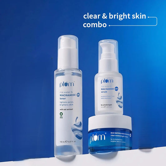 Plum Niacinamide Bright & Clear Skin Combo + 2 𝙁𝙧𝙚𝙚 𝙂𝙞𝙛𝙩𝙨*