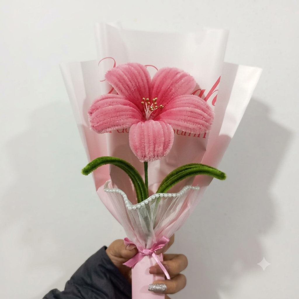 Handmade Velvet Lily Flower Bouquet