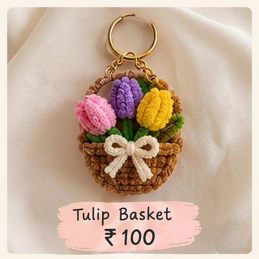 Handmade Tulip Basket Keychain