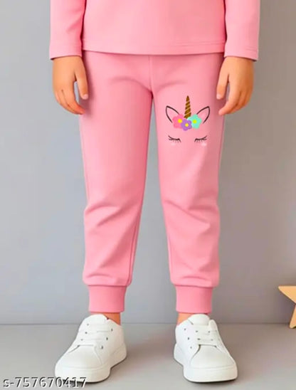 Baby Girls Cotton Blend Graphic Print T-Shirt & Pant Set | Soft Full Sleeve Casual Outfit