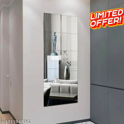 10-Piece Frameless Acrylic Full Length Mirror Tiles | Decorative Wall Mirror Set (15 × 15 cm)