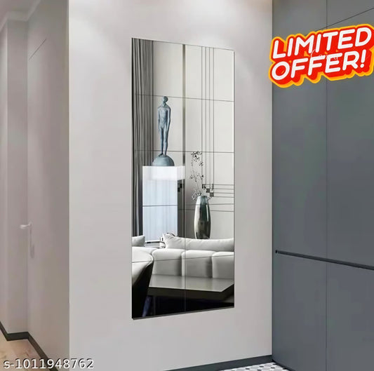 10-Piece Frameless Acrylic Full Length Mirror Tiles | Decorative Wall Mirror Set (15 × 15 cm)