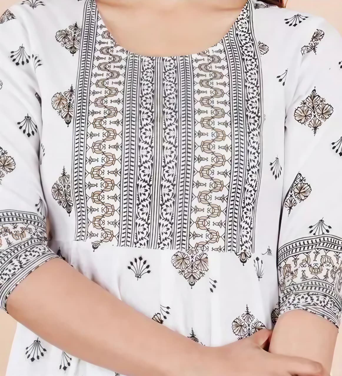 Women's Printed Rayon Anarkali Kurti | Elegant Flared Ethnic Kurta for Daily, Office & Festive Wear
