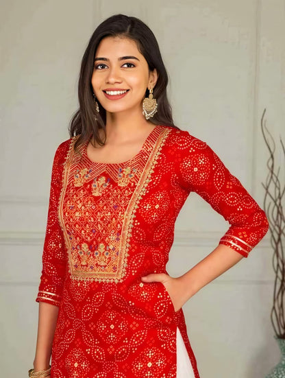 Women’s Lime Green Printed Straight Kurti