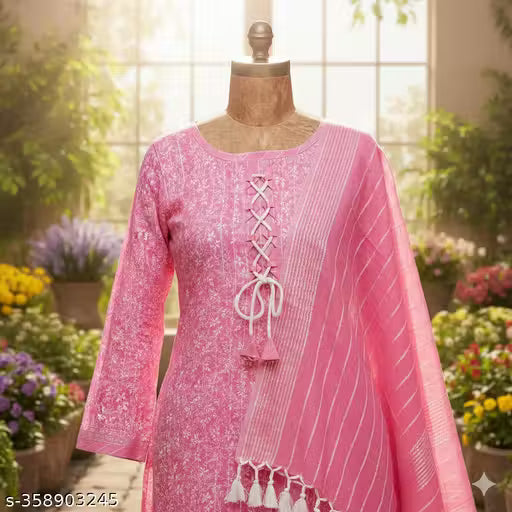 Women's Afghan Cotton Blend Kurta Set with Pant & Dupatta | Printed 3-Piece Ethnic Suit