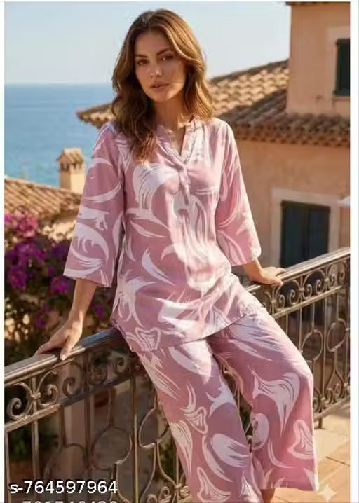 Women's Floral Printed Co-ord Set | Stylish Top & Plazo Pant Set | Comfortable Daily & Casual Wear for Women