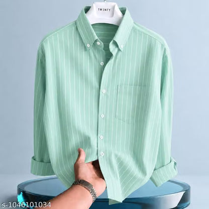 Men’s Cotton Printed Striped Shirt – Full Sleeve Casual Shirt