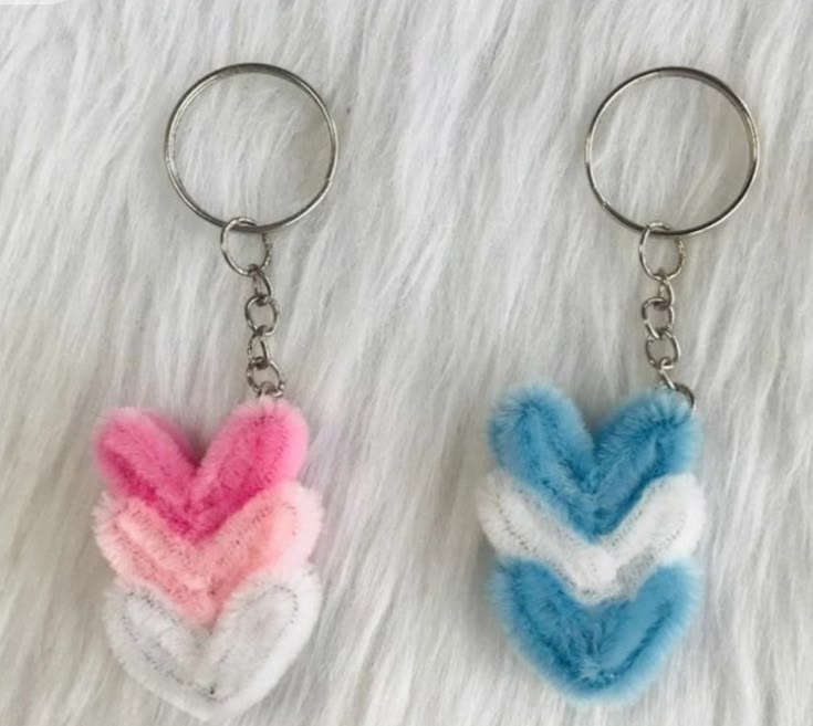 Handmade Velvet Chevron Heart Keychain (Pack Of-2)