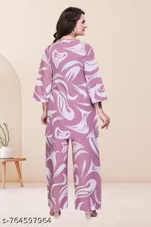 Women's Floral Printed Co-ord Set | Stylish Top & Plazo Pant Set | Comfortable Daily & Casual Wear for Women