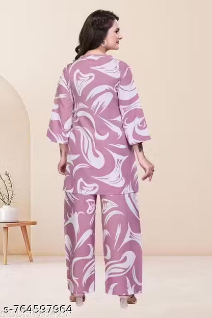 Women's Floral Printed Co-ord Set | Stylish Top & Plazo Pant Set | Comfortable Daily & Casual Wear for Women