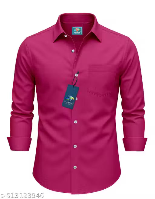 Fatty Mouse Men's Maroon Cotton Blend Shirt | Full Sleeve Formal &amp; Casual Wear