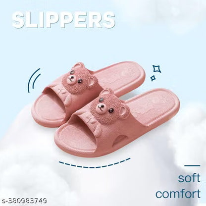 Cute Teddy Non-Slip Home & Bathroom Slippers – Lightweight Unisex Flip-Flops