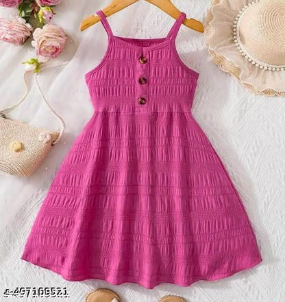 Attractive Girls’ Pink Sleeveless A-Line Frock & Dress