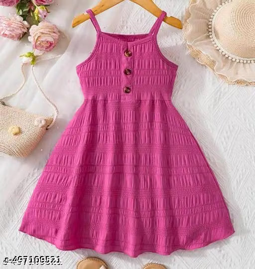 Attractive Girls’ Pink Sleeveless A-Line Frock & Dress
