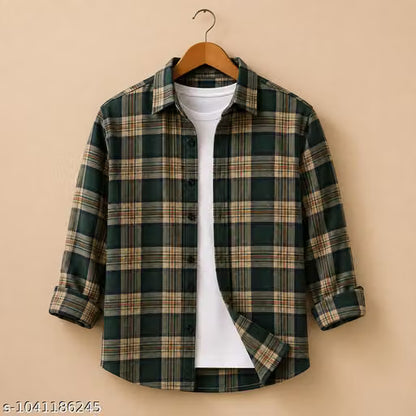 Men’s Premium Cotton Checked Casual Shirt – Full Sleeve Regular Fit