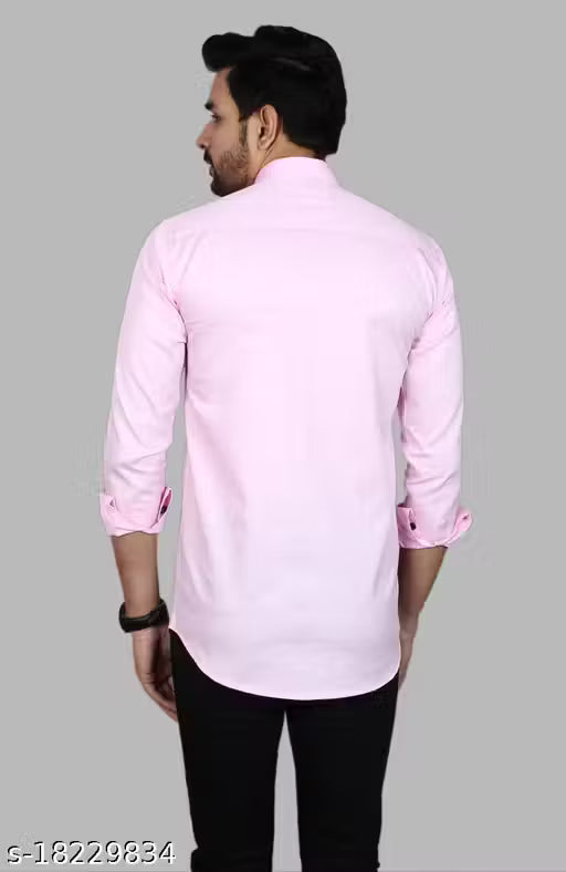 Fatty Mouse Men's Cotton Blend Solid Shirt | Full Sleeve Formal &amp; Casual Wear