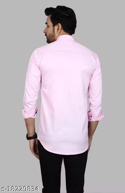 Fatty Mouse Men's Cotton Blend Solid Shirt | Full Sleeve Formal &amp; Casual Wear