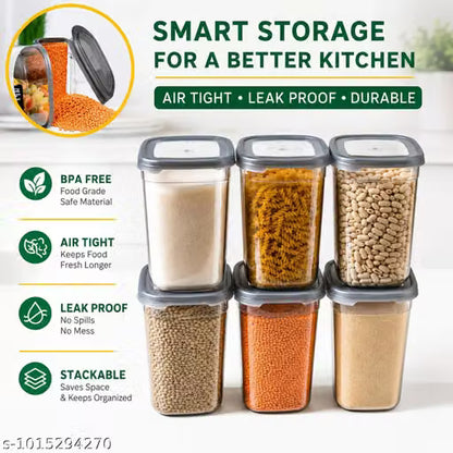 Kitchen Storage Containers Set of 6 – BPA-Free Food Storage Boxes