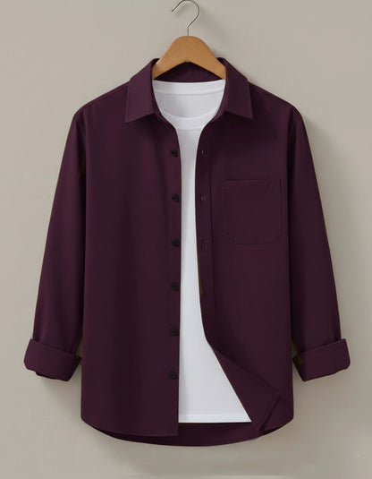 Men's Cotton Blend Casual Shirt | Regular Fit Full Sleeve Utility Shirt