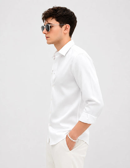 Men’s Classic White Cotton Formal Shirt – Full Sleeve Regular Fit