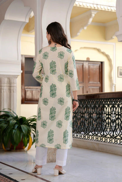 Women's Purple Cotton Floral Printed Kurti | Embroidered Festive & Party Wear