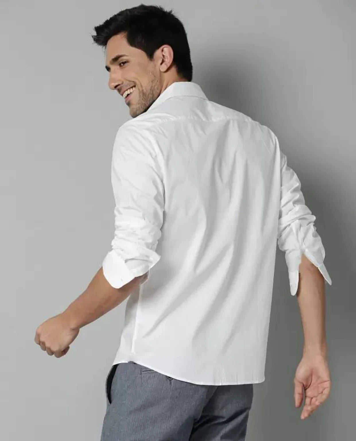 Men's White Slim Fit Cotton Blend Shirt | Full Sleeve Casual & Smart Western Wear