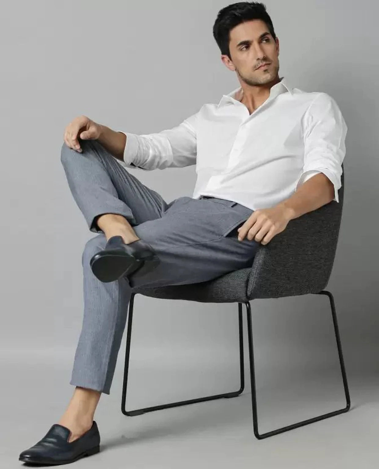 Men's White Slim Fit Cotton Blend Shirt | Full Sleeve Casual & Smart Western Wear