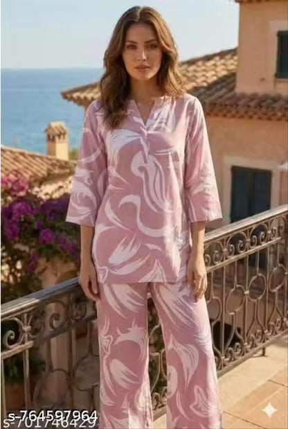 Women's Floral Printed Co-ord Set | Stylish Top & Plazo Pant Set | Comfortable Daily & Casual Wear for Women