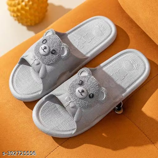 Cute Teddy Non-Slip Home & Bathroom Slippers – Lightweight Unisex Flip-Flops