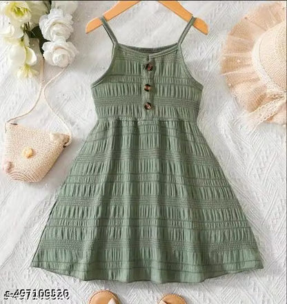 Attractive Girls’ Pink Sleeveless A-Line Frock & Dress