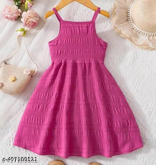 Attractive Girls’ Pink Sleeveless A-Line Frock & Dress