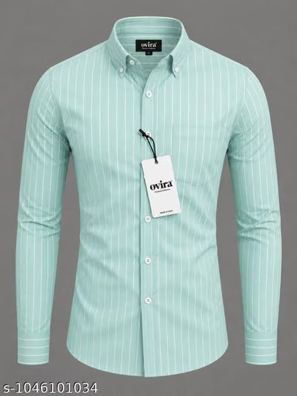 Men’s Cotton Printed Striped Shirt – Full Sleeve Casual Shirt